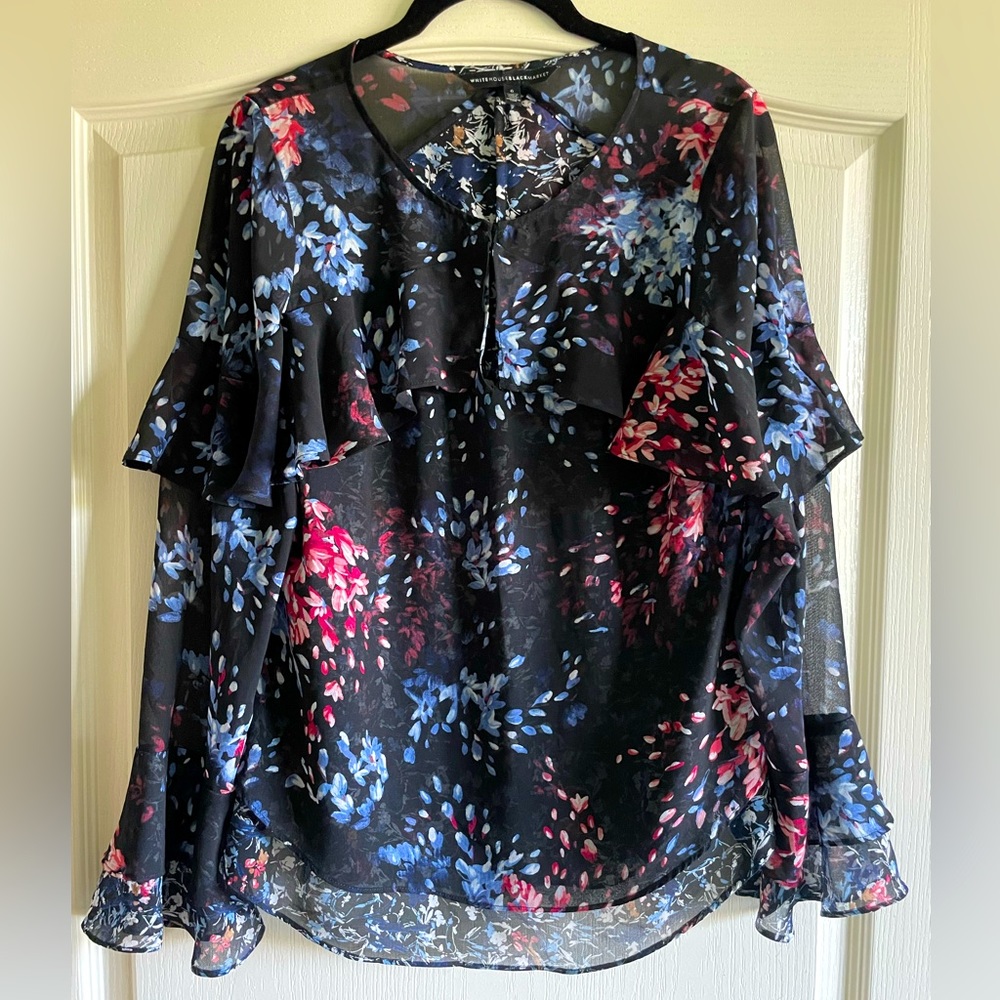 WHBM boho floral layered blouse